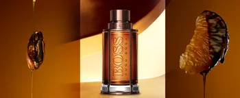 mandarinka, káva, flakon parfém Hugo Boss Boss The Scent