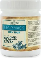Hristina Přírodní vlasová maska pro suché vlasy se lnem, kokosem a jojobovým olejem 200 ml