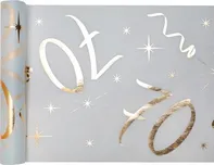 Paris Dekorace Stolová narozeninová šerpa 70 bílá/zlatá 30 cm x 5 m