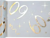 Paris Dekorace Stolová narozeninová šerpa 60 bílá/zlatá 30 cm x 5 m