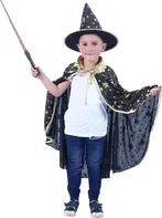Rappa 189768 dětský černý plášť s čarodějnickým kloboukem 3-7 let