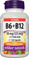 Webber Naturals Vitamin B6 + B12 with Folic Acid 120 cps.