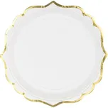 PartyDeco Talíře bílé se zlatým okrajem…