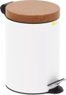 Ulsonix Koupelnový odpadkový koš s pedálem a víkem v imitaci dřeva 3 l bílý