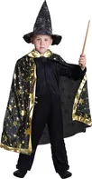 Rappa Dětský kouzelnický plášť s hvězdami černý