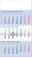 Presco Group Nástěnný kalendář 3měsíční standard modrý 2024