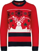 Kariban Gift svetr s vánočním motivem soba třešňový/červený