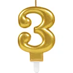 Amscan Svíčka číslo 3 zlatá