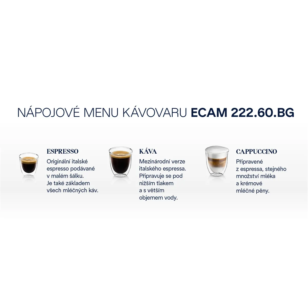 De'Longhi Magnifica Start kávové menu