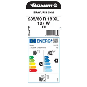 energetický štítek Barum Bravuris 5HM 235/60 R18 107 W XL FR