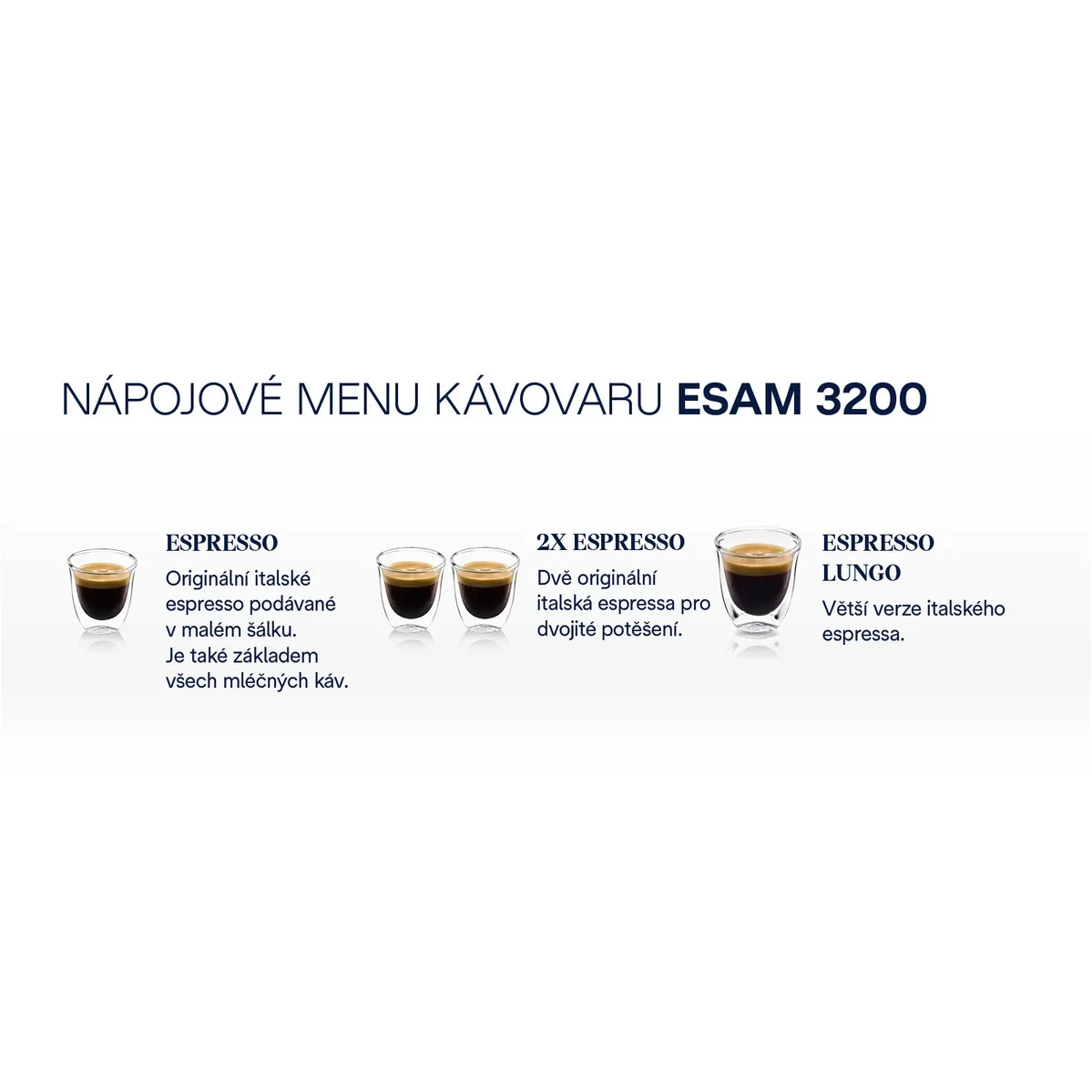 nápojové menu De'Longhi ESAM 3200.S