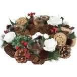 Adventní vánoční věnec bílé květy 32 cm