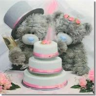 Me to You Blahopřání 3D svatební medvědi s dortem 15,5 x 15,5 cm