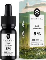 Hemnia Full Spectrum CBD Konopný olej 5 % 500 mg 10 ml