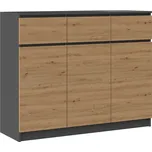 Komoda Heather 3D3S 120 cm antracit/dub…