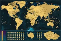 Giftio Stírací mapa Světa Deluxe XL zlatá