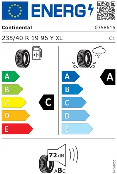 energetický štítek letní osobní pneumatiky Continental PremiumContact 6 235/40 R19 96 Y XL FR