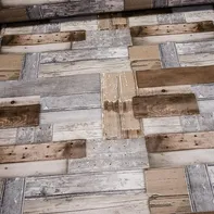 Ergis Ubrus s textilním podkladem dřevo skládané tmavé/béžové 140 cm metráž