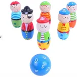Bigjigs Toys Dřevěné kuželky Piráti