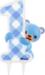 Godan Dortová svíčka medvídek 1 modrá