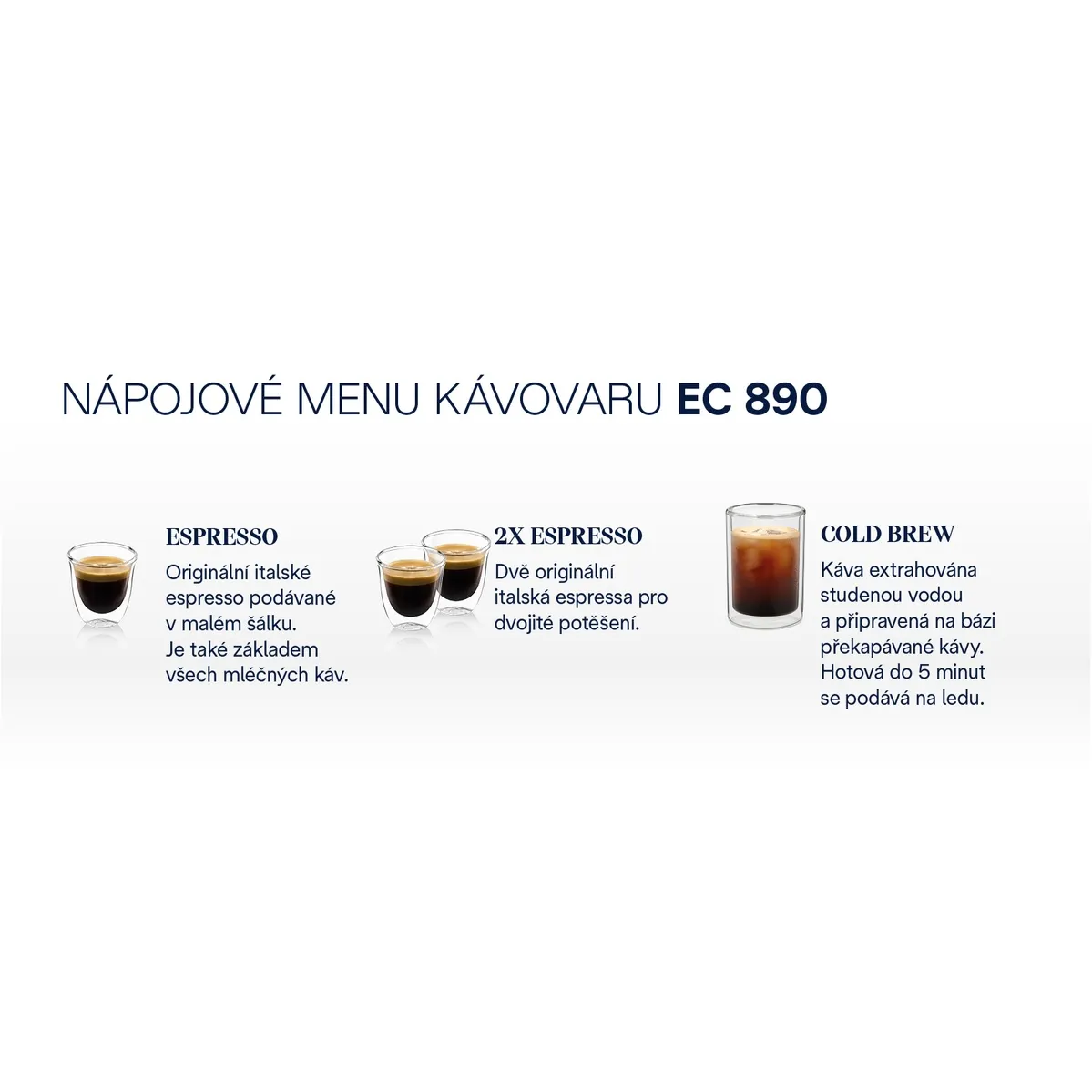 nápojové menu De'Longhi Dedica Duo EC890.WI
