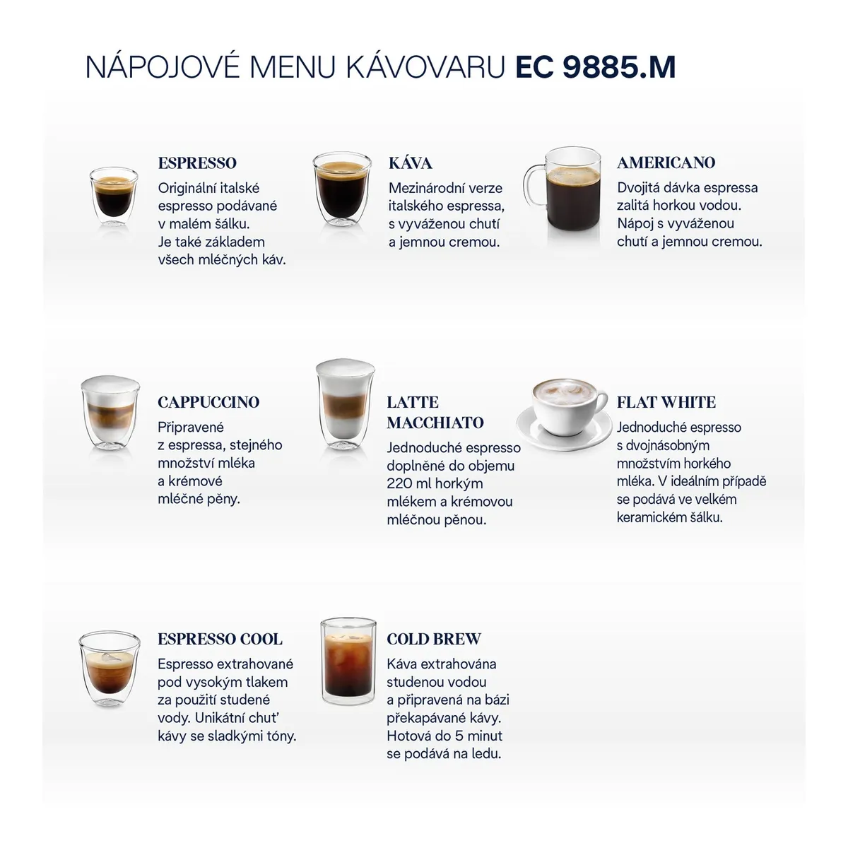 nápojové menu De'Longhi La Specialista Maestro EC9885.M