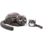 Plyšová kočka Miaou s miminkem hnědá