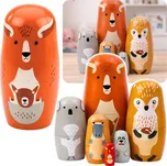LEAN Toys Dřevěné matrjošky 6 ks lesní…