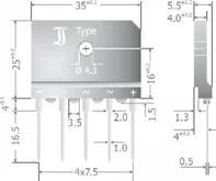 Můstkový usměrňovač Diotec DBI25-16A, 25 A, U(RRM) 1600 V