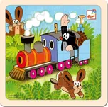 Bino Dřevěné puzzle Krtek a mašinka