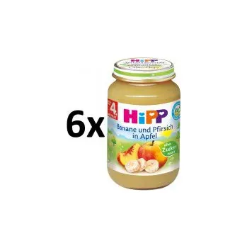 HiPP Bio Jablka s banány a broskvemi 6 × 190 g