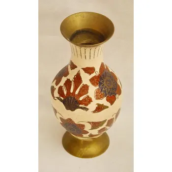 Váza Mosazná váza bílá červená 20cm