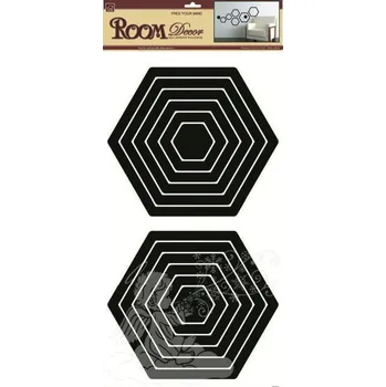 Samolepící dekorace Anděl Samolepky na zeď šestiúhelník černý 2 sady 1325, 69x32cm