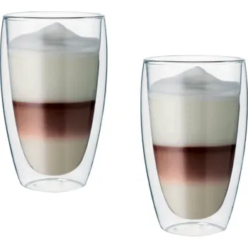 Dvoustěnný skleněný šálek na latte 380 ml 2ks - Pavina