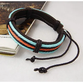 Souprava šperků Pánský náramek přátelství kožený MAN modrý