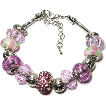 Korálek Náramek s korálky PINK GLITTER TOPBEADS 19-24 cm (+ ZDARMA dárková krabička)