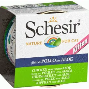 Krmivo pro kočku Schesir Kitten konzerva kuře/aloe vera, 85 g
