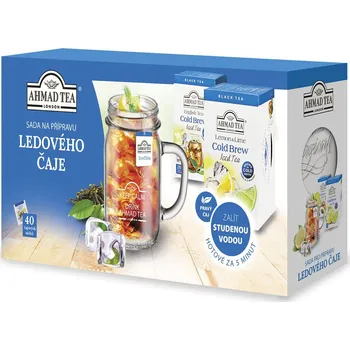 Čaj Ahmad Tea Cold Brew Iced Tea Sada na přípravu ledového čaje 2 x 20 g + sklenice 420 ml