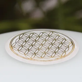 Samolepící dekorace Odolná samolepka ,,Květ života" zlatá 3 cm - na mobil, počítač, tablet (Samolepka Květ života zlatá na mobil průměr 3 cm)