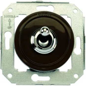 vypínač FONTINI by Font Barcelona Plastový vypínač Venezia hnědý/chromová páčka Provedení: hnědá, Mechanismy: vypínač č. 6 - schodišťový 65 308 52 2