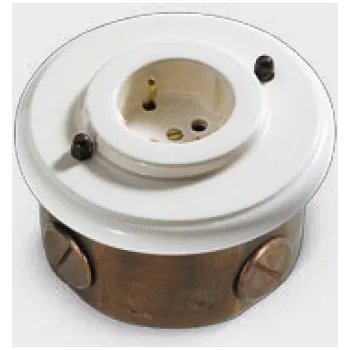 ALDO BERNARDI Nástěnná kulatá zásuvka retro mosaz/porcelán Varianta: Mosaz 76/FRA