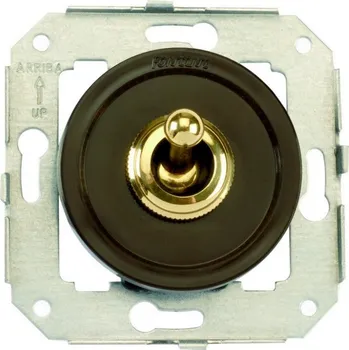 vypínač FONTINI by Font Barcelona Plastový vypínač Venezia hnědý/zlatá páčka Provedení: hnědá, Mechanismy: vypínač č. 6 - schodišťový 65 308 54 2