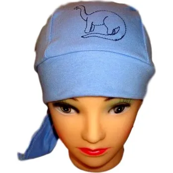 Čepice Betty Mode (ušito v ČR) Jarní pirátka světle modrá s dinem obvod 45-49,50-53 cm