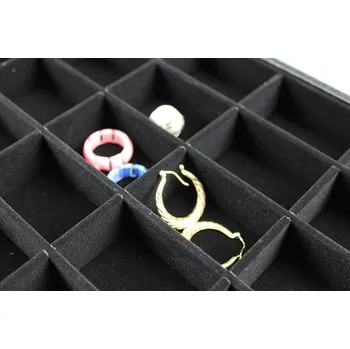 Šperkovnice Plato na uložení, vystavení šperků 36 přihrádek PT5 černý samet (PT5)