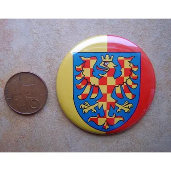 Magnet na auto Placka magnet, moravská svislá vlajka, 56 mm bikolora