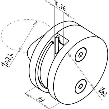 Zábradlí Kruhový držák skla - NEREZ - krajní Tloušťka skla: 12,76 mm