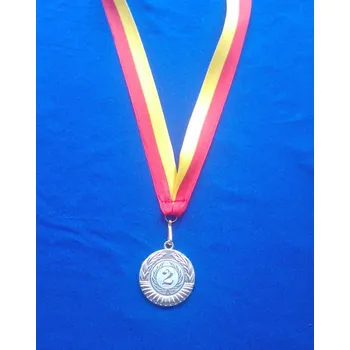 Medaile se stuhou (barva stříbrná, číslo 2) (Stuha - moravská bikolora)