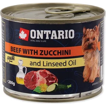 Ontario Mini konzerva 200 g, Beef/Zucchini/Dandelion/linseed oil