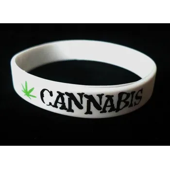 Náramek Blingstar B528 - Silikonový Náramek CANNABIS / WEED - white