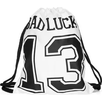 Sportovní vak Blingstar Vak na záda Z865 číslo - s nápisem BAD LUCK White
